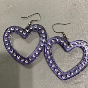 Plastic purple heart earrings
